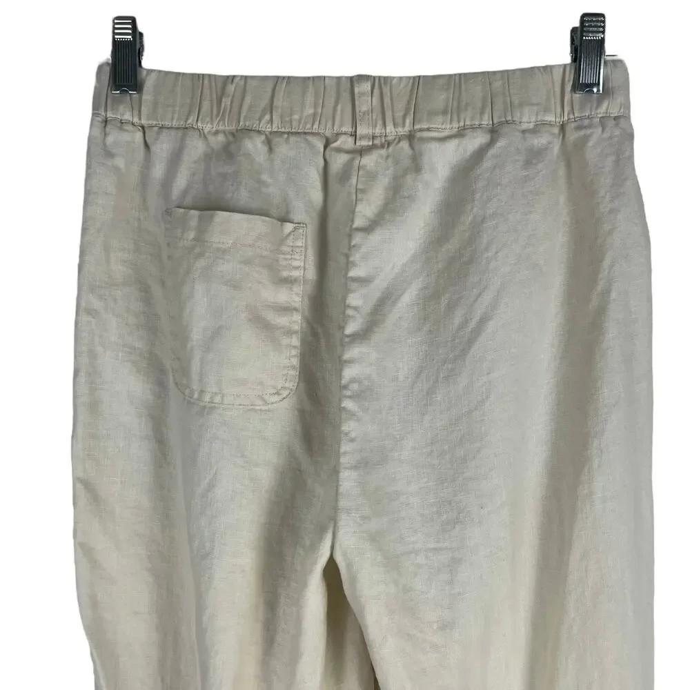 Quince 100% European Linen Drawstring Crop Pants Sand Beige Size XS